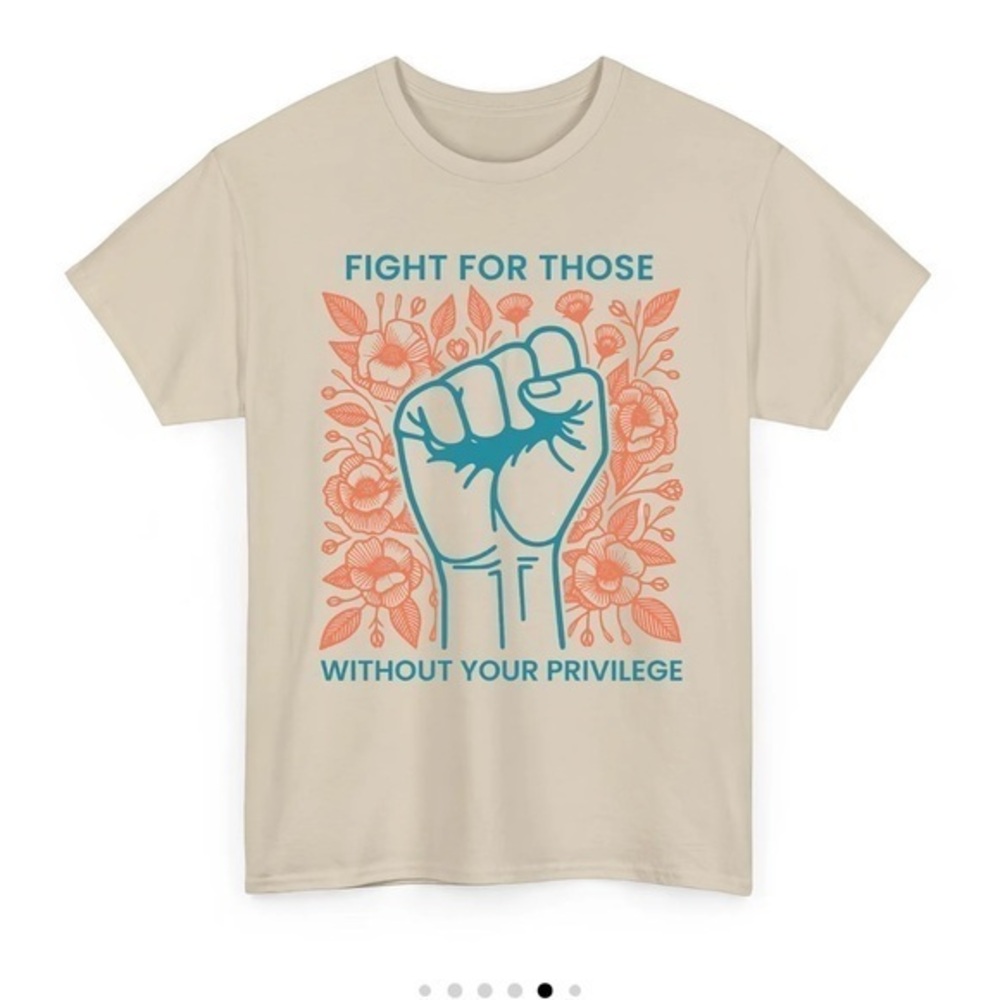 Fight For Those Without Your Privilage Tan Gildan Heavy Blend Cream Sweatshirt